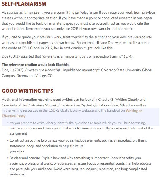 SELF-PLAGIARISM As strange as it may seem, you are committing self-plagiarism if you reuse your work from previous classes wi