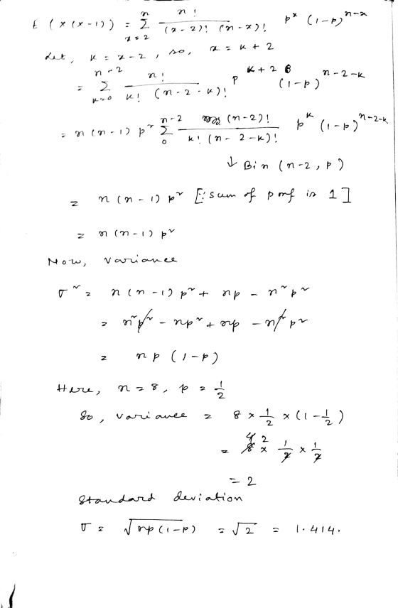 ni n- a € ( x (x-1)) : 192 (7-2 ) (n -x ) a = kt2 det, kar-2, so, K + 2 B n-2-k n2 ! P C I-E) = 2 in uzo k! CM-2-4)! n-2 md.