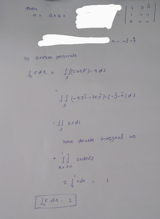 then Jis n z axba -1 የጊ 22 -ġ - by stokes formula f.dr z SscurFlands S Sf (-222 - 2x ] } - (- 9 F ds ک SS 2x ds کے us here do