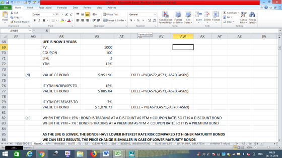 BOND - Microsoft Excel (Product Activation Failed) Add-Ins File Home Insert Page Layout Formulas Data Review View - 2x % Cut
