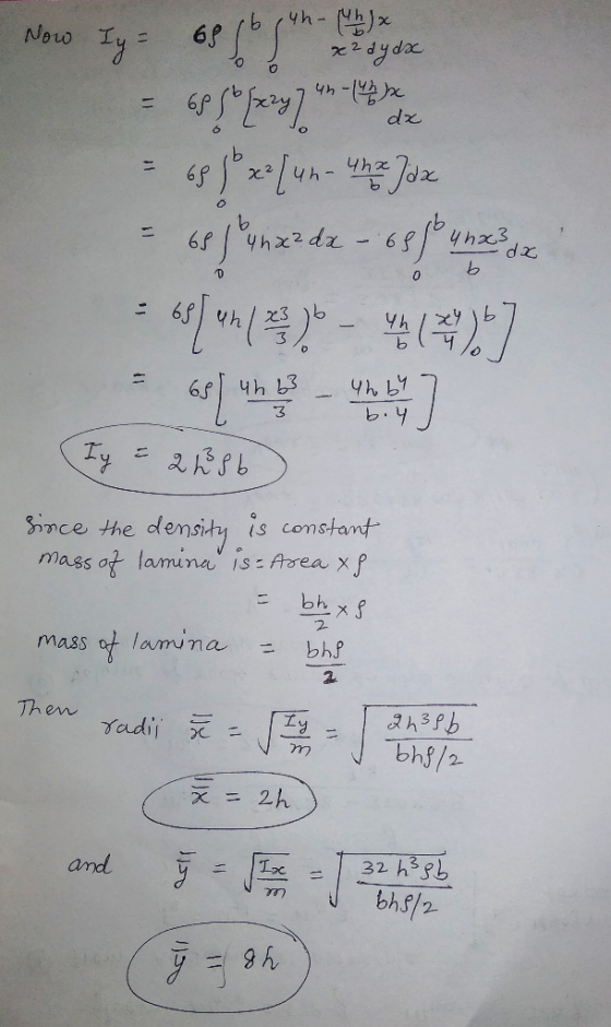 (b)x yh- b 6P Noro Ty= 2 2 dx x2 yha3 dz 6 P Yhx2 dz 60 0 bo 1h 3 6 f Ty density Mass ot lamuna is Area Xp nce the (S constan
