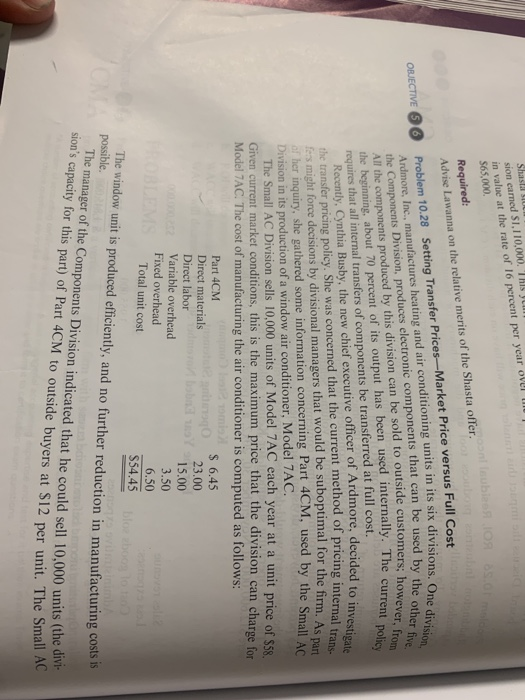 Shasta sion earned SI,110,000. THIS JU in value at the rate of 16 percent per year over the $65.000 Required: Advise Lawanna