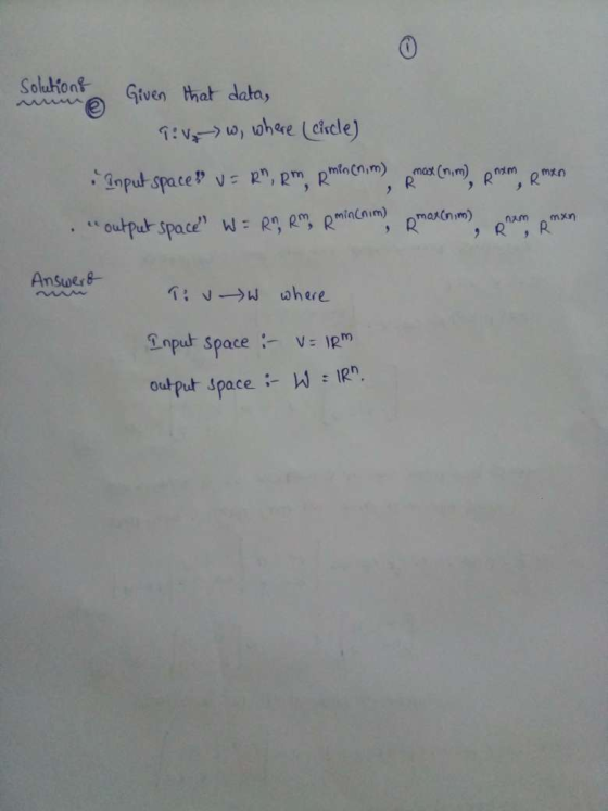 solutions Given that data, 9:1 w, where (circle) Input space u = RM, Rm Rmincnim output space W = RM RM Rmincnim max (nm),