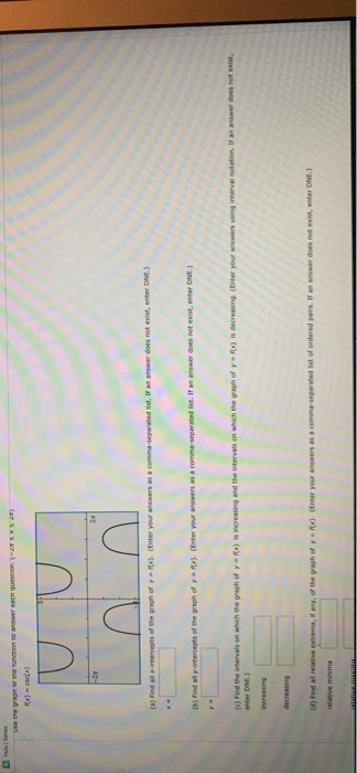 use me gran reunion to answer question (a) Find intercepts of the graph of y ). (Enter your answe (b) Findly intercepts of th