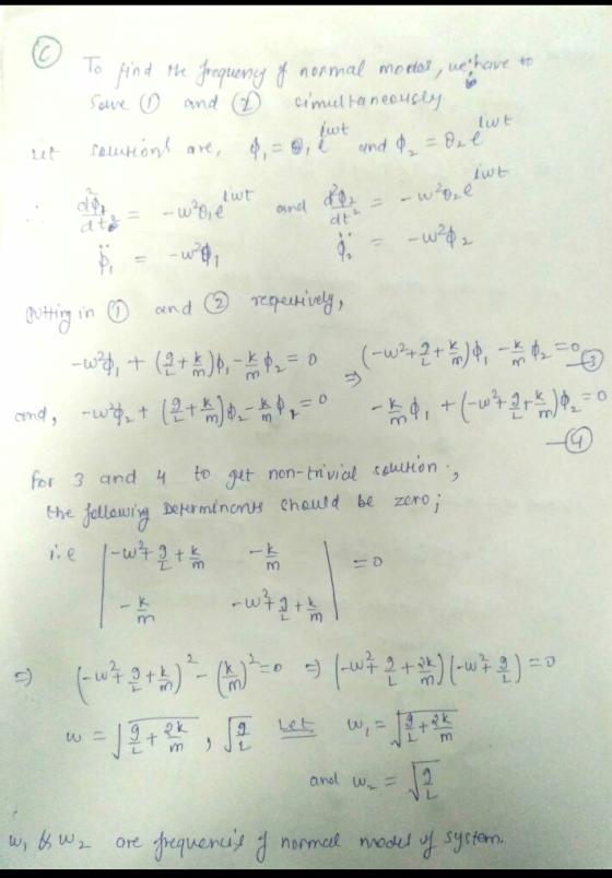 To find e frequeny nermal moto, uehave to Sarve nd Dimt aneoupy jwt nd 9e lwt ramronk are,4,- , ut Lwt -woe wt 0nd d -w eivey