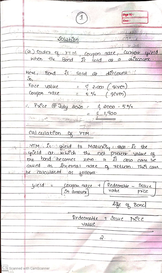 I NVEST 20 No: Debe: Santonsentono Solution s ca) Order OLYTM when the Bond Coupon rates_current yello is sold ar a discount