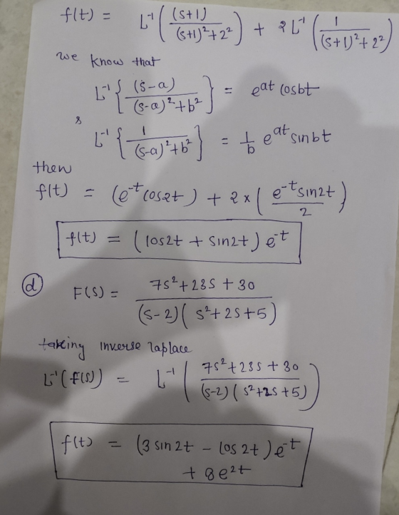 flt) = (sti 17 (5+1)²+2²) + 2 Lt (s+ 1)² + 2² we know that L eat (osbt (s-a) (5-0)² +6² 8 شاہ (ميتا - sinbt 246² to eat thew