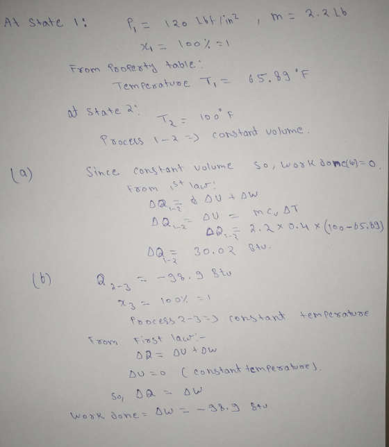 At Stote Fxom o oRests table. od State DCELSConstarnt volume 0 b) Auzo C constant tempesatuve