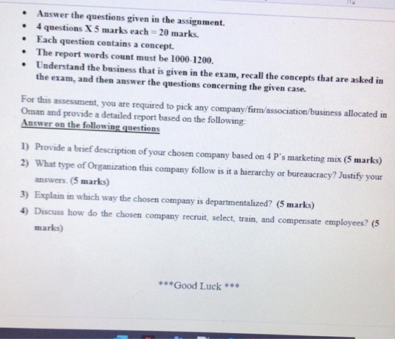 . . Answer the questions given in the assignment. 4 questions X 5 marks each = 20 marks. Each question contains a concept. •