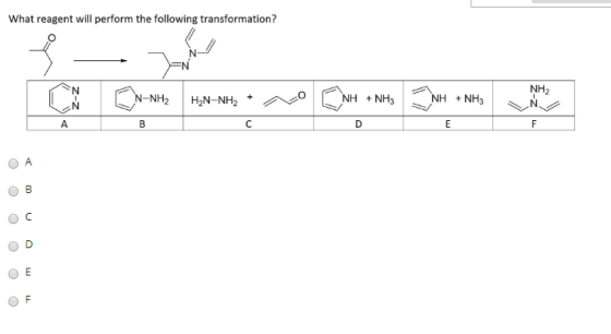 What reagent will perform the following transformation? NH2 CN N -NH2 H2N-NH2 + 20 с NH + NH3 о INH + NH3 оооооо