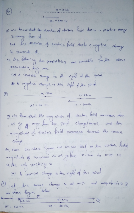 x = 10cm El=goonk (1 nie ОА And know that the direction of electroc field due to positive change from it. saway. the directio