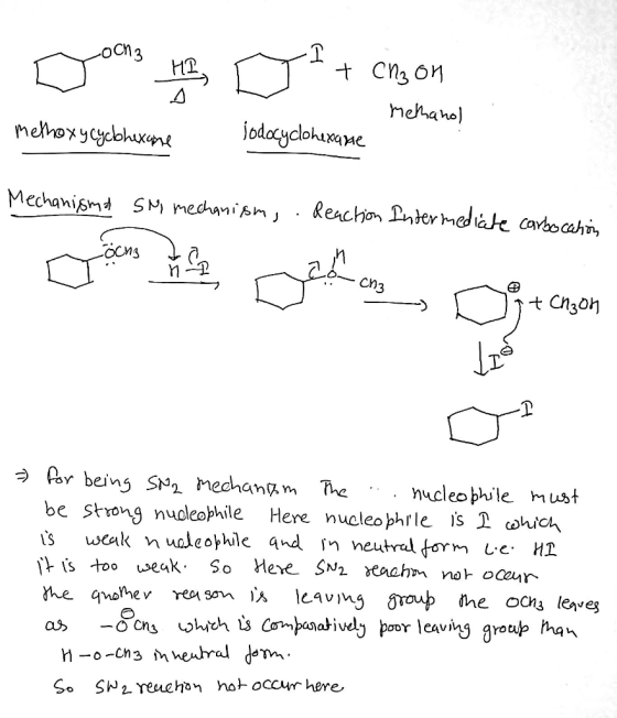 oCn3 TH jodayclohixane hehano mehoxycycohuxn Reachion ntermedate Cavbocahi, Mechanismd SM medanisn Cn3 nucleo phule ust Here