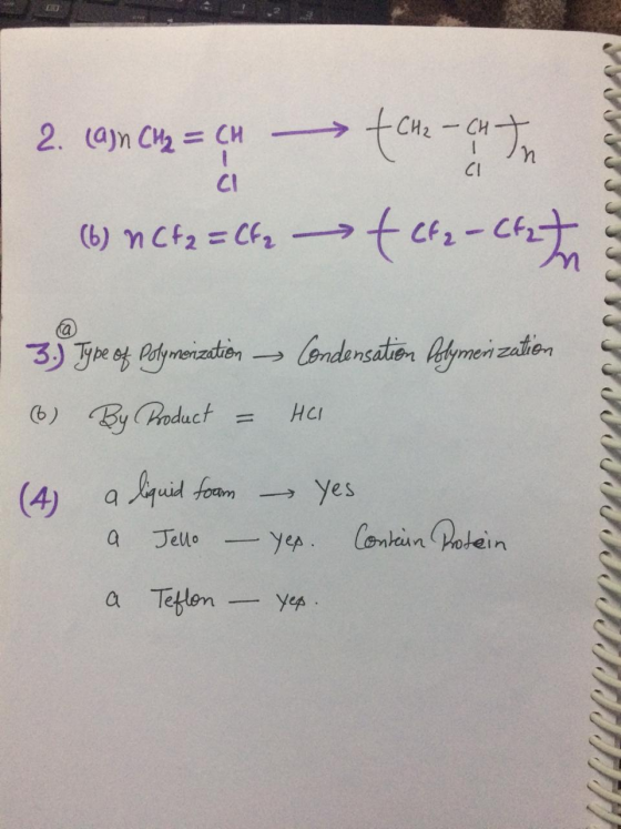 | 2. 1911 CH2 = CH - (che can (6) n (f2 = Ck2 - f cfe-chat 3.) Type of Paymerization - Condensation Belymen zation © By Pradu