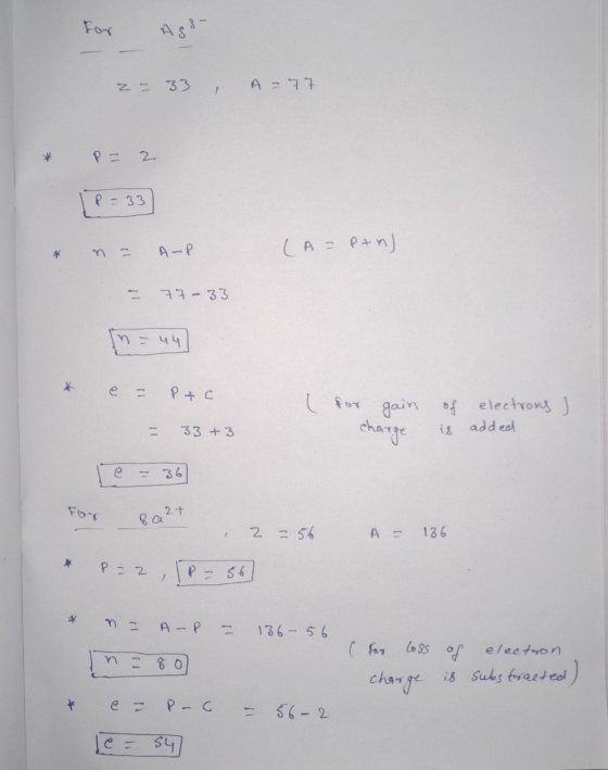 For Age 2- 33 , A-77 * P = 2 1-33 n - A-P (A = Pan) = 77-33 (n = 44] * & - Ptc for gain of electrons ) = 33 +3 charge is adde