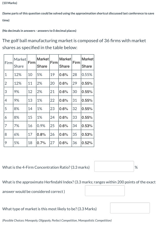 (10 Marks) (Some parts of this question could be solved using the approximation shortcut discussed last conference to save ti