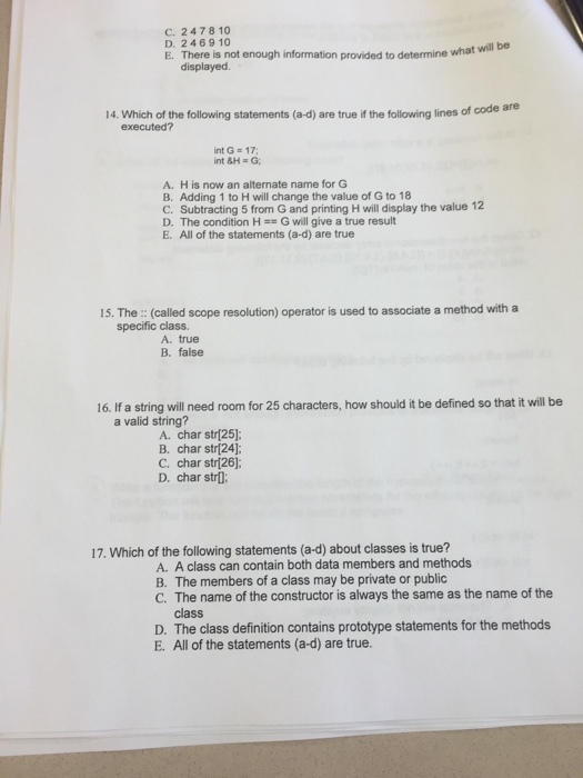 Which of the following statements (a-d) are true i