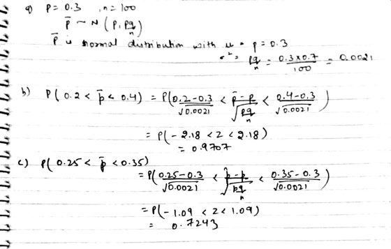 « የ> 0.3 , - joo P is normal distribution with u p = 0.3 _•°• 14 : 0.3 xo ቶ , C.cc, 10 s) - የ 3 < < ) .002) Do2! ነገገ ገ ገ ገ ገ