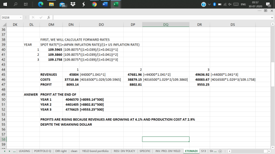 C w ENG 05:57 30-07-2020 99+ 31 Х DQ58 . DK DL DM DN DO DP DQ DR DS 36 37 38 39 YEAR 40 1 FIRST, WE WILL CALCULATE FORWARD RA