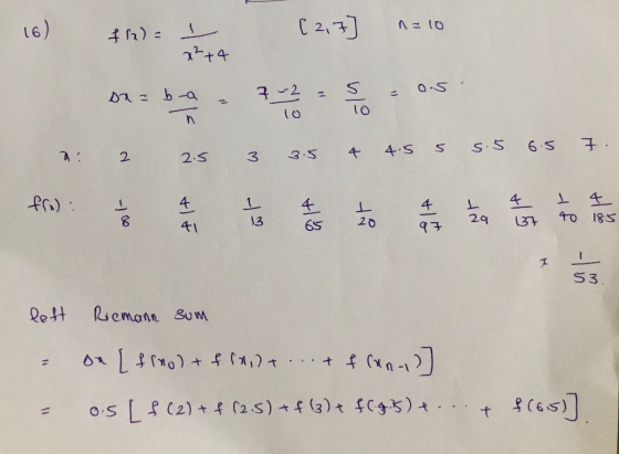16) n=10 +4 = (227] n. 10 on2 bos cos 2.5 3 3.5 & & 4.5 5 5.5 N 6.5 7. fre): -00 A at & 2 & 14 29 & 20 40 185 53. left Rieman