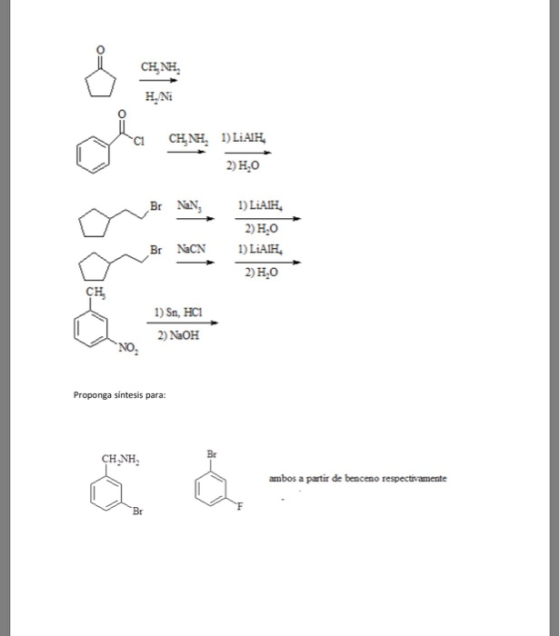 CHINH, HN CHINH, 19LiAH 2) H,0 Br NaN, 1) LAH 2) H0 1) LAH 2) H.O Br NCN 1) Sn, HCI 2) NaOH Proponga sintesis para: CHANH, am