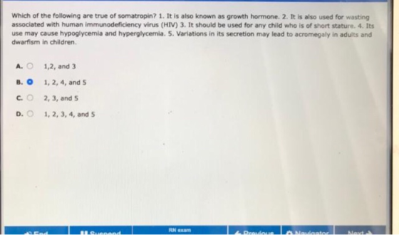 Which of the following are true of somatropin? 1. It is also known as growth hormone. 2. It is also used for wasting associat