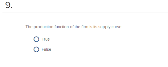 9. The production function of the firm is its supply curve.