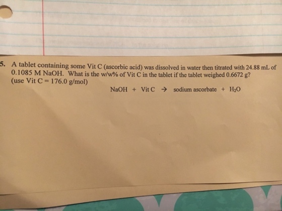 A tablet containing some Vit C (ascorbic acid) was