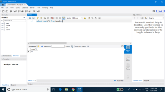 MySQL Workbench Local instance MySQL80 x Tools Scripting Help View Query File Edit Database Server Query 1: SOLAdditions Navi