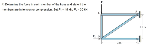 P1 4 Determine The Force In Each Member Of The Truss And State If The 