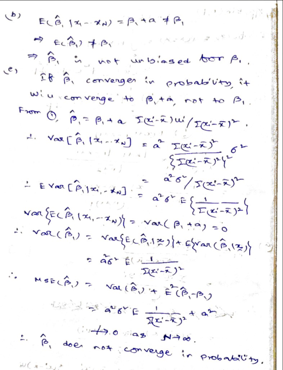 w iki (0) Elå 14.&N) = B. ta&P as ELê) + Bi, ü not uingiased for B.. e, If i converger in probability, it wie converge to pit