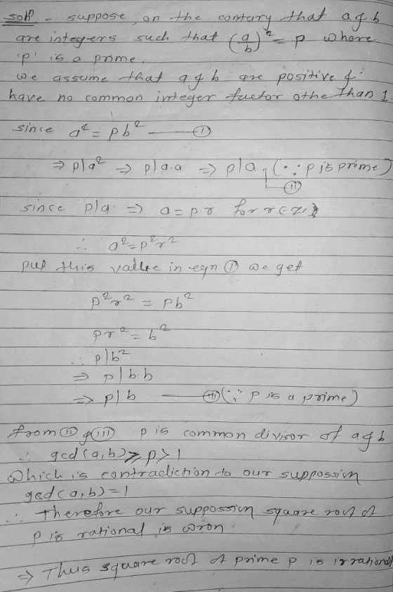 soh suppose, on the contarry that afb are integers such that (9) _ p where P is a prome. We assume that afb are positive of