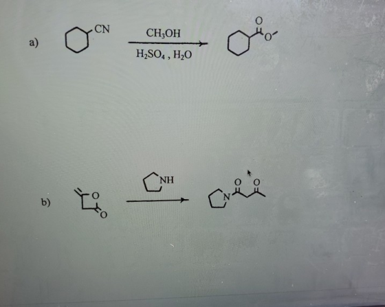 CN CH, OH منم a) H2SO4, H2O NH ۔ تی b)