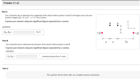 Use Coulomb's law to determine the magnitude of th