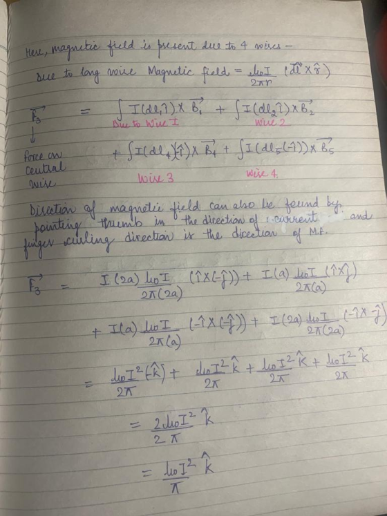 sue to 2017 Here, magnetic field is present due to 4 wires - long wire Magnetic field = Mo I can Xô) J Ilal, 7) X Bi + f I (d
