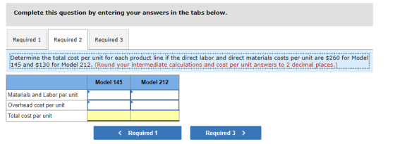 Complete this question by entering your answers in the tabs below. Required 1 Required 2 Required 3 Determine the total cost