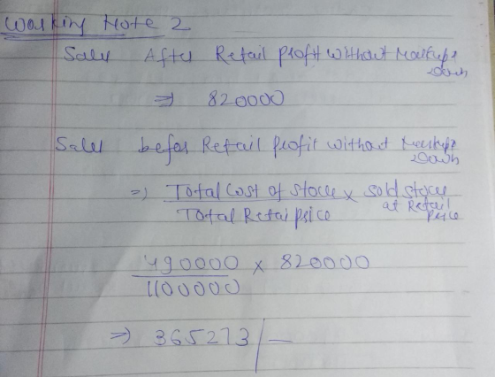 walking hote 2 Salu After Refail peoft without Malfupa 820000 Salet befor Retail feofit without toute a) Total cost of stocle