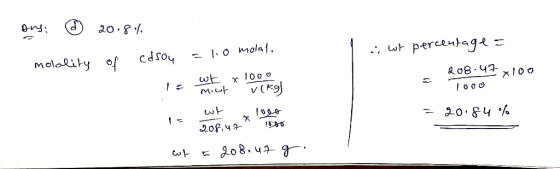 molality of cdso4 I.o mola1. percentage wt v(kgj o oo 20P.4 Jo8.u