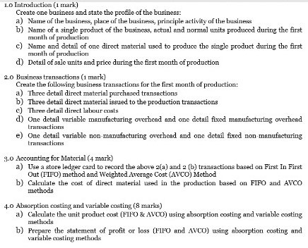 Lo Introduction (1 mark) Create one business and state the profile of the business: a) Name of the business, place of the bus
