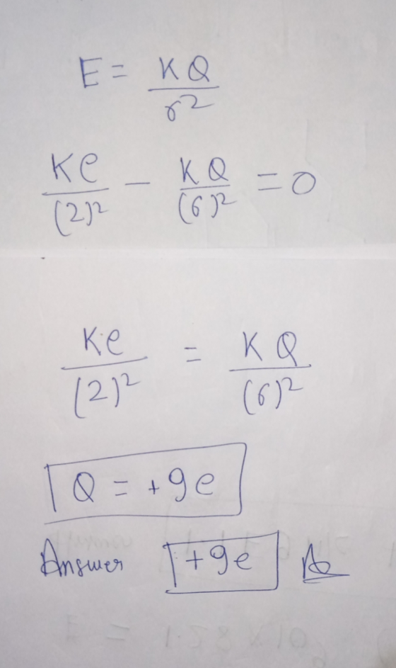 E= KQ Ке (2) КО (6- — О Ке - КС. (2) (6)- | 0 = 49e Answer Т+9e 6