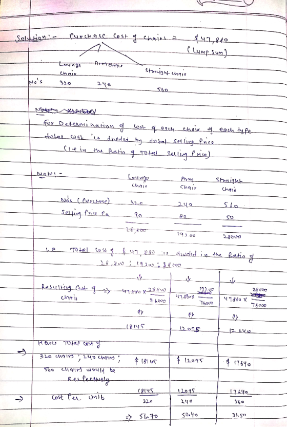 Solution purchase cost of chairs a 47,880 (lump sum) -twungem chini straight chaos Nos 320 240 5.6.0_ each type Neuhet for D