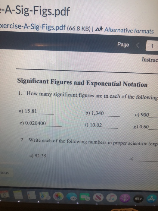 --A-Sig-Figs.pdf xercise-A-Sig-Figs.pdf (66.8 KB)| A Alternative formats Pages 1 Instruc Significant Figures and Exponential
