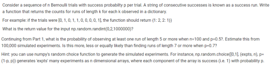 Consider a sequence of n Bernoulli trials with success probabilty p per trial. A string of consecutive successes is known as