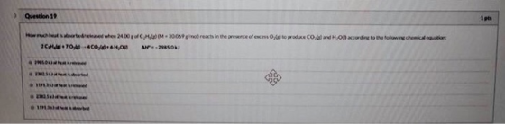 > Question 10 w to prodeCO doccording to the town chemicals hether we 2400C M 30059 in reacts in the presence exces 30 .70440