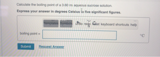 Calculate the boiling point of a 3.60 m aqueous sucrose solution. Express your answer in degrees Celsius to five significant