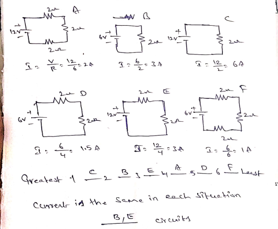 A B 12 M 2 Is V 24 2 - 1 = b = 34 2 = 12 - GA 2_ 2n E 21 AM Die 15A T1434 actoria Greatest 1€,%A ger flest current in the sam