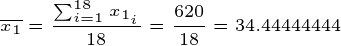 620 α1 18 =1 1, 18 – = 34.44444444 18