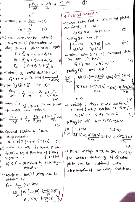 1 Or-10 pour 2 6Y do + 4² Strain; Er - Uy - (2) OY has :- # Classical Method - when both End of circulated plates are fixed,