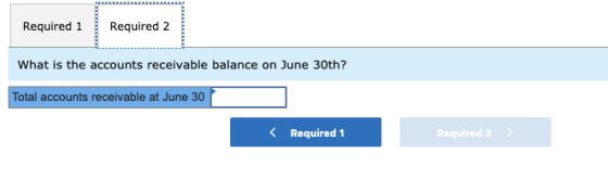 Required 1 Required 2 What is the accounts receivable balance on June 30th? Total accounts receivable at June 30 Required 1 R
