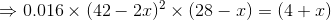 0.016 ~ (42 - 2.c)2 x (28 - 1) = (4+1)