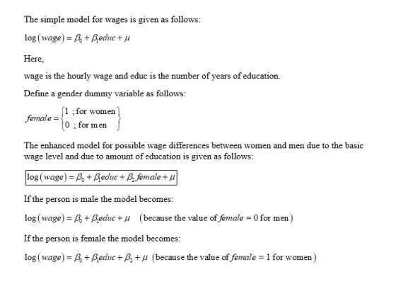The simple model for wages is given as follows: log (wage) = R + Beduc + ll Here, wage is the hourly wage and educ is the num